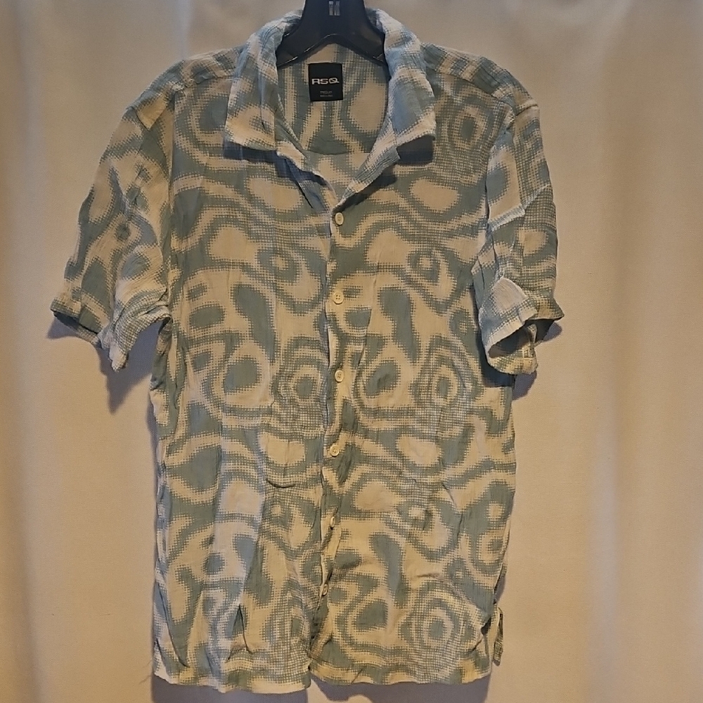RSQ Teal and White Casual Button Down Shirt